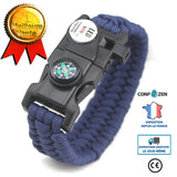 Wilderness Outdoor Multifonctionnel LED Lumière Escalade Voyage Qualité Boussole Parapluie Cordon Tressé Feu Bracelet Sports