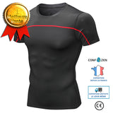 Combinaison d'entraînement de fitness réfléchissante à manches courtes PRO pour hommes à manches courtes T-shirt ajusté à séc