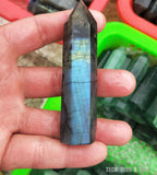 TD® Pointe en labradorite Pierre précieuse de protection, apaisante, énergie positive, relaxation Décoration aura chakra 16 x 4 cm