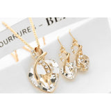 TD®  Parure Plaqué Or jaune Pendentif Coeur Zircon Cristal  Strass Ensemble Bijoux /Collier/ Paire Boucles d'Oreilles /Cadeau Femme