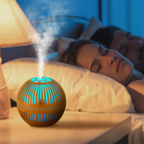 TD® Diffuseur d'arôme humidificateur Grain de bois 5V creux Mini USB muet coloré lumière LED humidificateur d'atomisation diffuseur