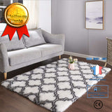 TD® GOGOLOVING Tapis De Salon Shaggy 160 X 200cm En Modèle De Gourde Blanche