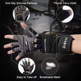 TD® Bracelets fitness demi-doigts, gants allongés, paumes de sport, leviers antidérapants, gants d'entraînement haltères, code M