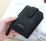TD® Porte-Monnaie en Cuir PU de Couleur Unie Noir pour Femmes Portefeuille Porte-Cartes/ Double Fermetures Zip et Bouton à Pression