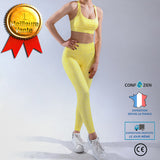 Costume de yoga vêtements de yoga nus sport pour femmes soutien-gorge dos ouvert taille taille pantalon deux pièces points ja