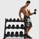 TD® Haltère Hexagonal Hommes et Femmes Gym Ménage 2,5 kg Équipement pour Haltère de Placage Muscle Bras -noir
