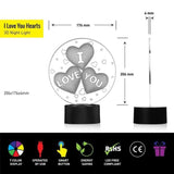 TD® Lampe optique poser décoratif tactile 7 couleurs illusion optique - modèle je t'aime - faible consommation câble USB 3 piles AAA