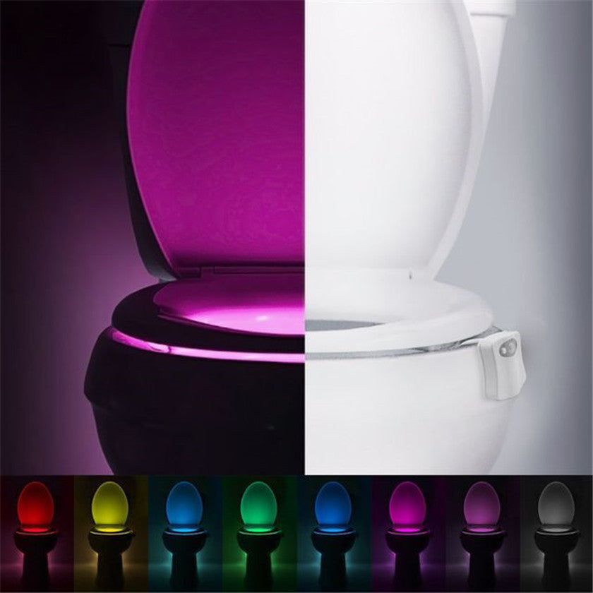 Veilleuse LED avec détecteur de mouvement pour toilettes, 8 couleurs, lampe  de nuit pour salle de bain, éclairage de cuvette