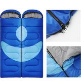 2 sacs de couchage de camping en plein air pour adultes à capuchon mutuel, pause déjeuner au bureau de camping et sac de couc
