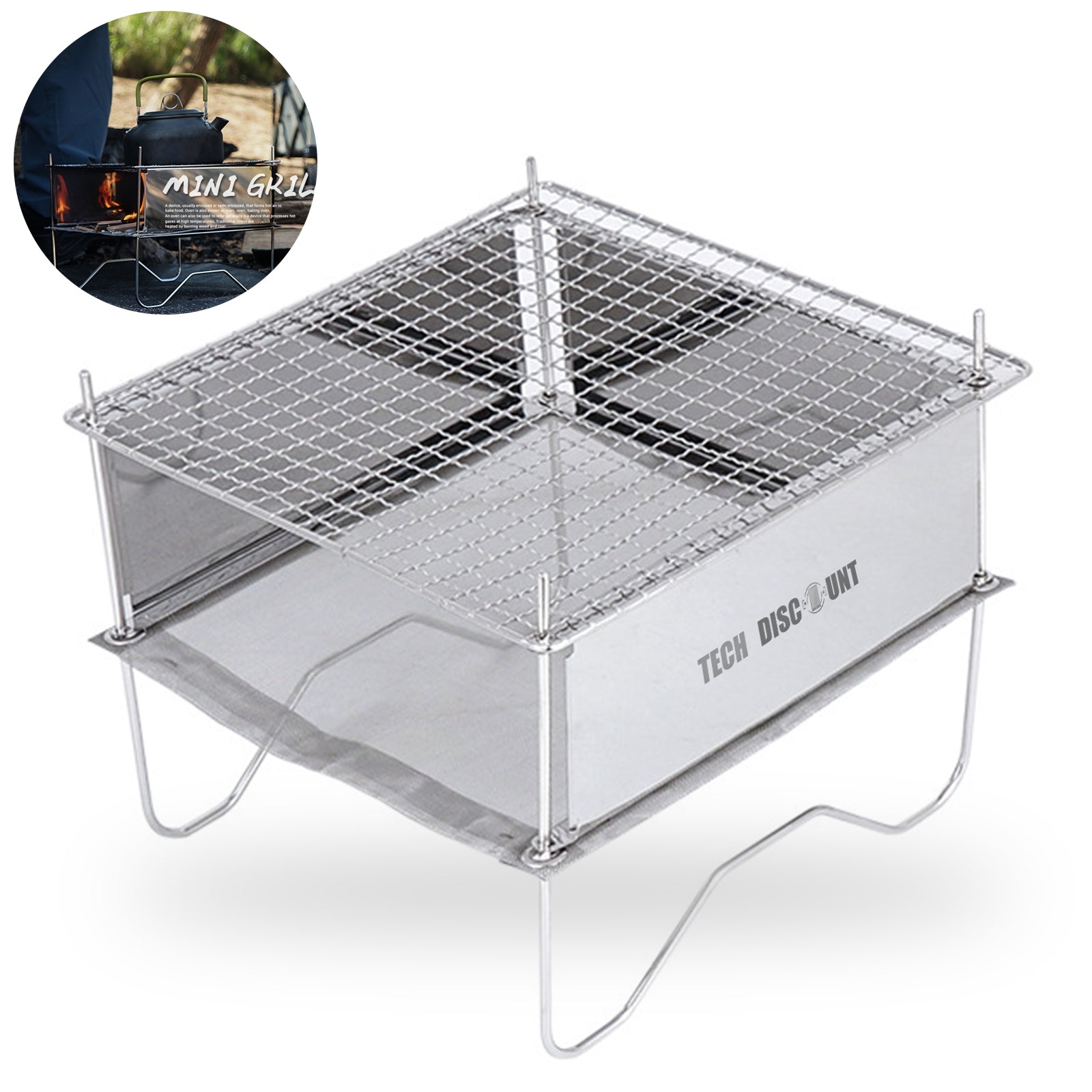 Argent Barbecue à charbon Portable, en acier inoxydable, pliable, pour Argent Barbecue à charbon Portable, en acier inoxydable, pliable, pour