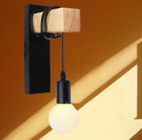 TD® AuTech® Applique Murale Interieur en Bois et Métal E27 Vintage Rétro pour le Couloir Maison de campagne Chambre Salon - Noir