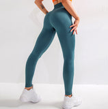 Pantalons de yoga Pantalons de fitness verts Pantalons de survêtement respirants maigres Taille haute Levage hanches Coupe aj
