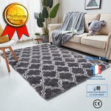 TD® Tapis de salon Shaggy - Style berbère - 120 x 160 cm - Gris anthracite et blanc