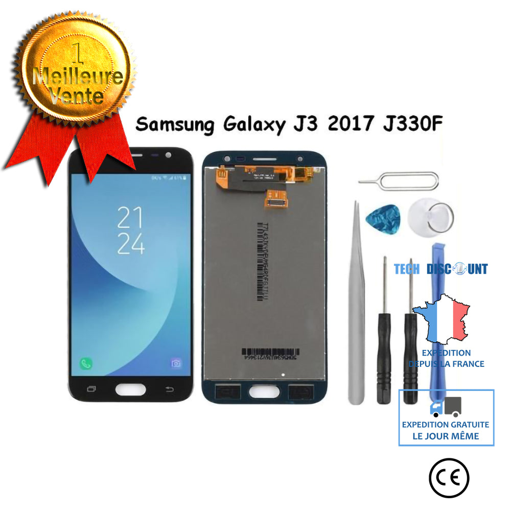 TD® Kit d'assemble écran compatible Samsung Galaxy J3 2017 J3 Pro J330 J330F J330FN outils inclus réparation accessoire téléphonie