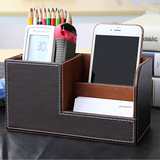 TD® Porte-stylo ins bureau tube de rangement en cuir cuir gris multifonctionnel petite boîte de rangement cadeau de bureau porte-sty