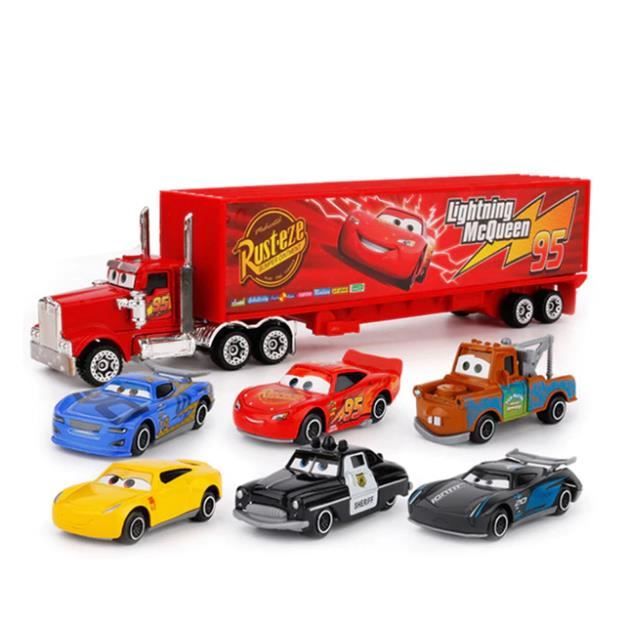 Lot de jouets camion et mini voitures Cars - 6 camions jouets enfants roulages Cars Pixar benne couleurs voiture cadeau ideal poids lourds garcon filles