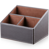 TD® Boîte de rangement Porte-stylo en cuir multifonction Boîte de rangement multi-cellules en cuir avec télécommande de bureau Range