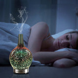 TD® Humidificateur créatif 100 ml diffuseur d'arôme en verre 3D coloré LED veilleuse diffuseur d'huile essentielle feux d'artifice