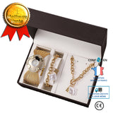 Coffret cadeau pour dames ensemble de 3 pièces coffret cadeau ceinture  maille montre  quartz OT boucle titane acier coquille