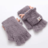 TD® Hiver Noël Elk Antlers Gants de Bande Dessinée Femelle Vison Velours Étudiant Écriture Fingerless Flip Gants Chauds