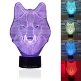 TD® Lampe optique poser décoratif tactile 7 couleurs illusion optique - modèle loup - faible consommation câble USB ou 3 piles AAA