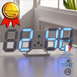 TD® Horloge murale LED 3D Design moderne Horloge de montre numérique | Réveil | Veilleuse | Horloge stéréo numérique créative|Bleu