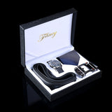 Coffret cadeau en cuir pour hommes boucle automatique ceinture montre cravate coffret cadeau cadeau d'anniversaire cadeau d'a