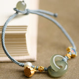 TD® Bracelet à emboîtement bricolage femmes Hetian Jade 12mm corde à la main Bracelet tressé à la main Simple petit cadeau frais bij