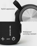 TD® Haut-parleur sans fil Bluetooth noir cylindrique avec touches blanches en plein air, étanche Mini haut-parleur en tissu portable