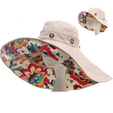 TD® Chapeau de plage à bord surdimensionné chapeau de soleil dames pare-soleil double couche protection UV chapeau d'extérieur pliab