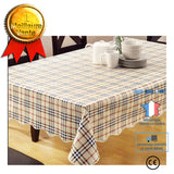 TD® nappe de table rectangulaire anti tache PVC dessus housse protection design ecossais salle a manger cusiine decoration pas cher