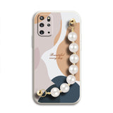 TD® Pour Samsung Galaxy S20 + housse de téléphone anti-collision coque de téléphone avec décoration de perle coque souple mignon