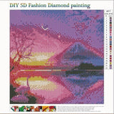 TD® Tableau 5D Paysage Peinture crépuscule-Décoration toile peinture violet style crépuscule pour décoration-Cadre mural