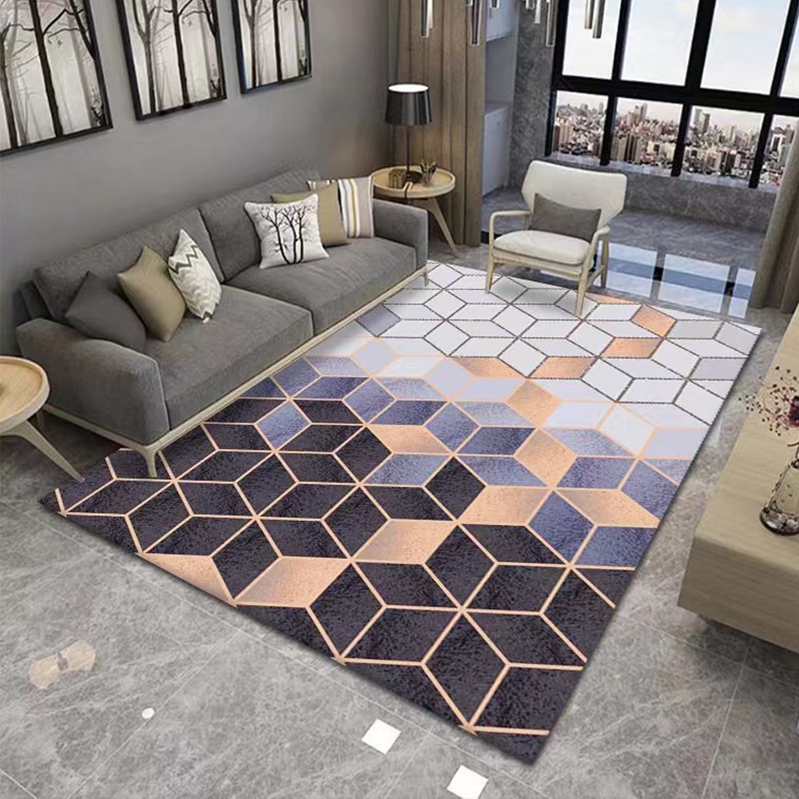 TD® Moderne minimaliste salon table basse géométrique tapis tapis de sol chambre chevet tapis de sol rectangulaire tapis 120*160 cm