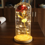 TD® Abat-jour en verre LED feuille d'or rose veilleuse