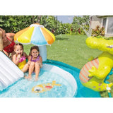 TD® Piscine pour enfant Gonflable /Aire de Jeux aquatique Alligator-Crocodile / 203 x 173 x 89 cm / Bleu et Jaune /