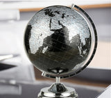 TD® Globe Terrestre en Métal/ Version Pédagogique/ Simple décoration de globe en métal noir et blanc/ Bureau/ Salon