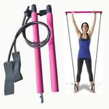 TD® Pilates Barre Bâton avec Bande De Résistance pour Gymnastique À La Maison De Sport D'entraînement - Modèle: Rose Red