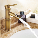Robinet Tout en cuivre antique robinet d'eau chaude et froide Robinet rétro en bambou Robinet de cuisine cascade au-dessus co