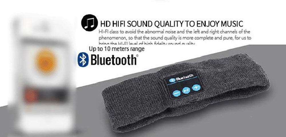TD® Bandeau électronique écouteurs intégrés homme femme kit main libre appel réponse musique sport bandeau high tech color gris fonc