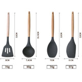 Ustensiles De Cuisine Poignée En Bois Silicone Cuisine Ustensiles De Cuisine Cuillère Pelle Cuisine Outils De Cuisine Set (9P