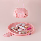 TD® Sac cosmétique à cordon de serrage couleur rose sac de rangement de voyage de grande capacité sac de lavage portable accessoires