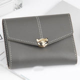 TD® Porte - Monnaie Femmes Tête de Renard/ Porte-Cartes en Cuir ID Portefeuille Bourse Sac à Main Gris Foncé Tendance Résistant