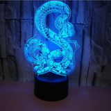 TD® Veilleuse 3D Led Jarretière Serpent Conception Table Lampe Chambre Ambiance Vision Veilleuse Usb 7 Changeur De Couleur Bébé Somm
