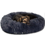 TD® Lit moelleux rond pour Chat et Chien Extra large Lavable avec coussin，Deluxe Panier pour Animal Domestique-100x100cm-gris