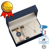 INN® Coffret cadeau montre femme-collier + bracelet + montre à quartz Coffret cadeau exquis montre à quartz bracelet collier ensembl