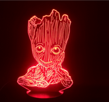 TD® Veilleuse Illusion 3D, lampes de table à LED, veilleuses Groot, 7 couleurs USB Charge Lighting Chambre Décoration