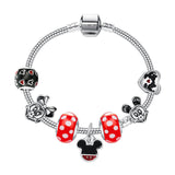 TD® Bracelet à breloques Mickey 18 CM Bracelet Anime dessin animé Bracelet cadeau de noël femme pendentif Bracelet bijoux en perles