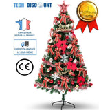 TD® sapin de noël artificiel vert lumineux avec kit de décorations intérieur extérieur à led décoratif guirlande boules arbre de noë