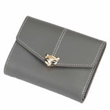 TD® Porte - Monnaie Femmes Tête de Renard/ Porte-Cartes en Cuir ID Portefeuille Bourse Sac à Main Gris Foncé Tendance Résistant